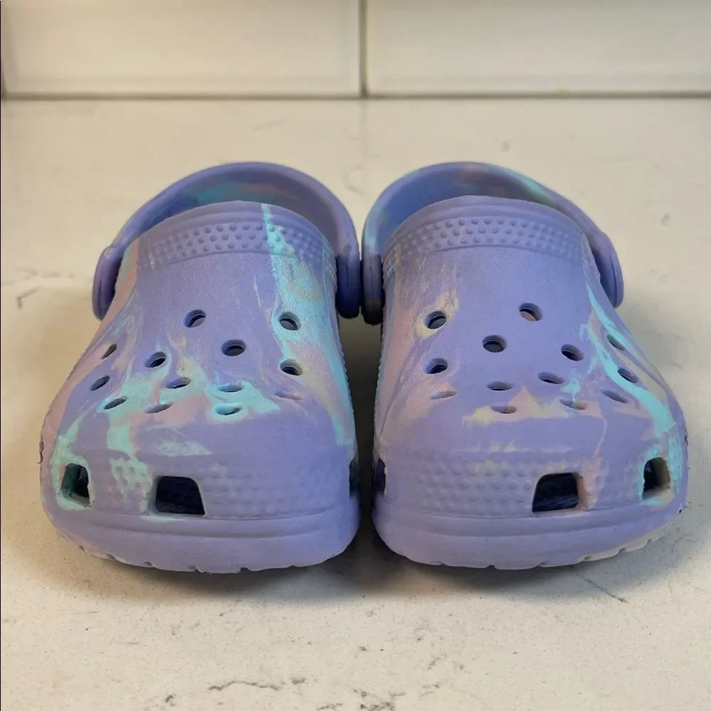 Crocs Classic Marbled Clogs for Kids - Moon Jelly - Toddler 7 Purple Tie Dye
